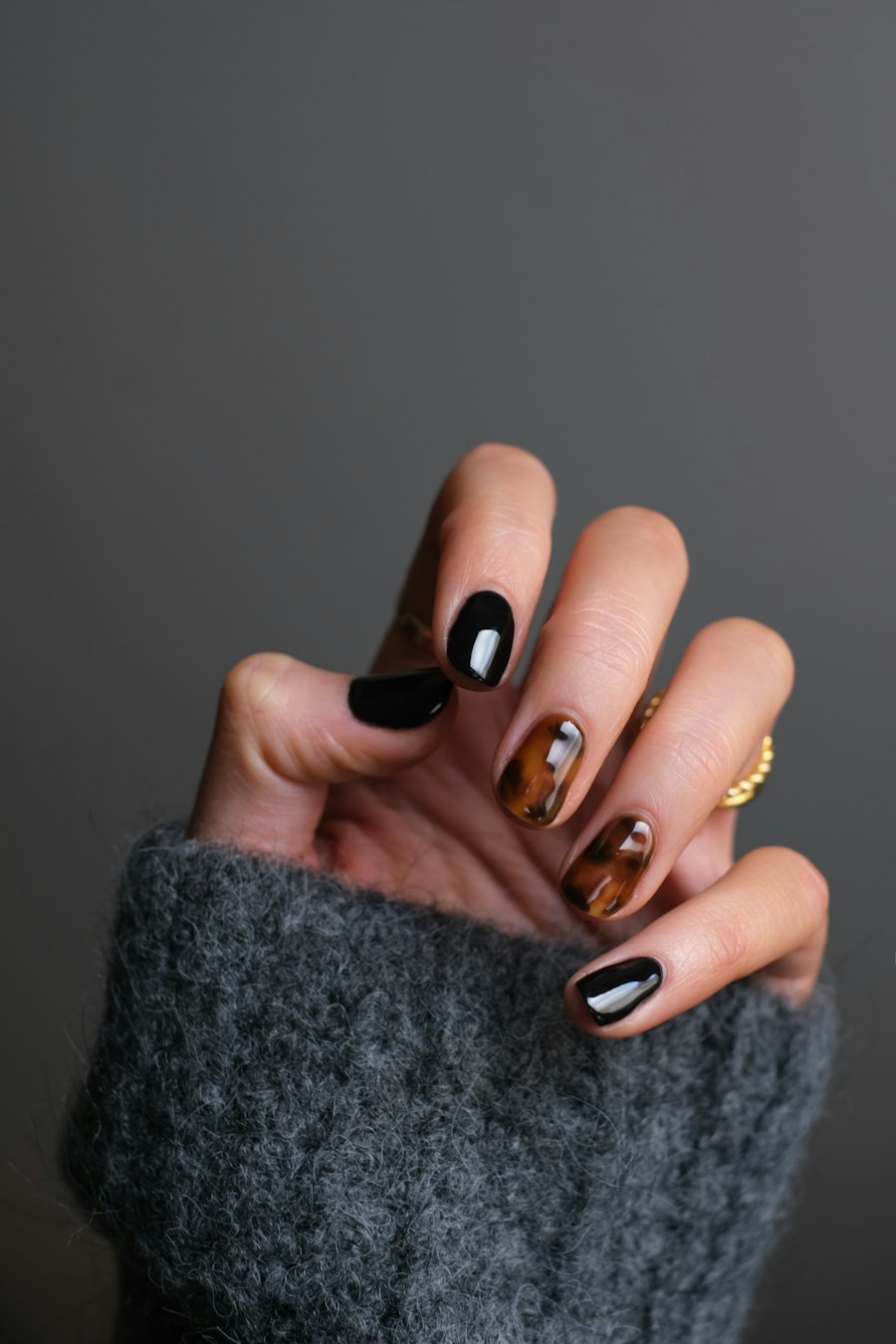 Black and gold nail art